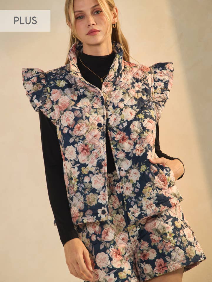 Calções Plus Acolchoados com Estampa Floral por atacado de Oddi