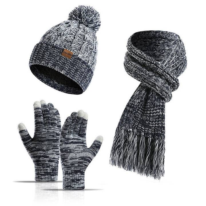 Ensemble de trois pièces avec chapeau de couleur, écharpe épaisse, gants à écran tactile pour la vente par ShieldChic