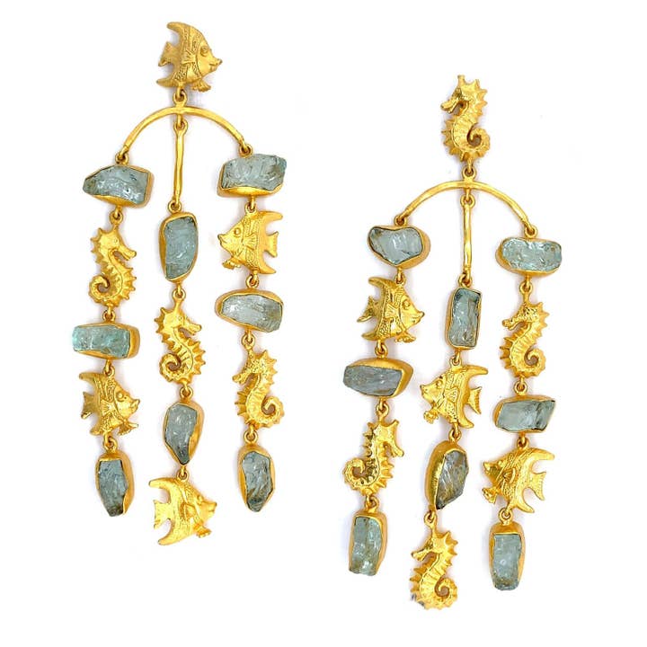 Orecchini a lobo Ariel (Acquamarina) per la vendita all'ingrosso da parte di Gemajesty Jewellery