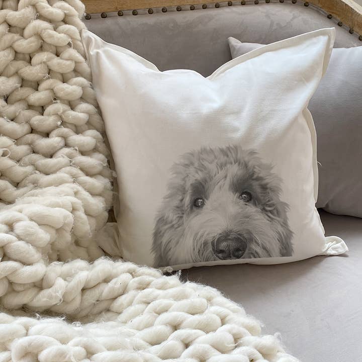 Perkie Prints - Wholesale Throw Pillow Cover - Doodle 4 (Goldendoodle) Peeking Throw Pillow Cover