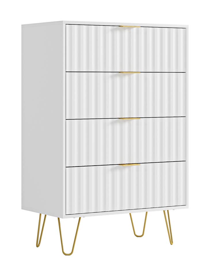 35.5X23.5X13.5 4 DRAWER WHITE CURIO for wholesale by Three Star IM/EX Inc.