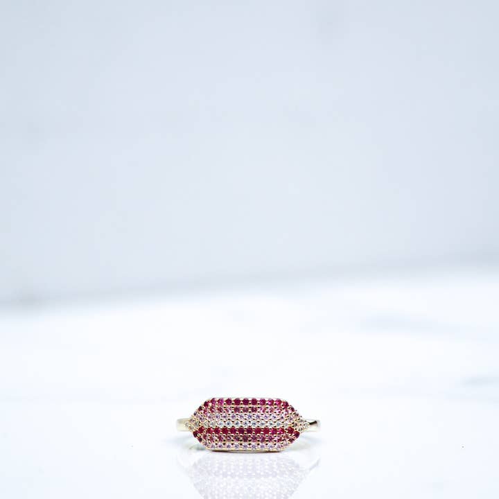 Native Gem - Wholesale Multi-Stone Ring - ZAZA STRIPE RING- PINK