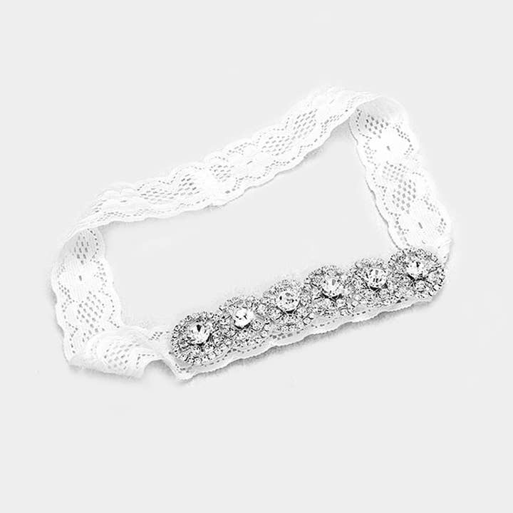 Sensibling Corp. - Vendita all'ingrosso Giarrettiera - Donna - Reggicalze da sposa elasticizzato con pizzo rotondo e cristalli pavé1