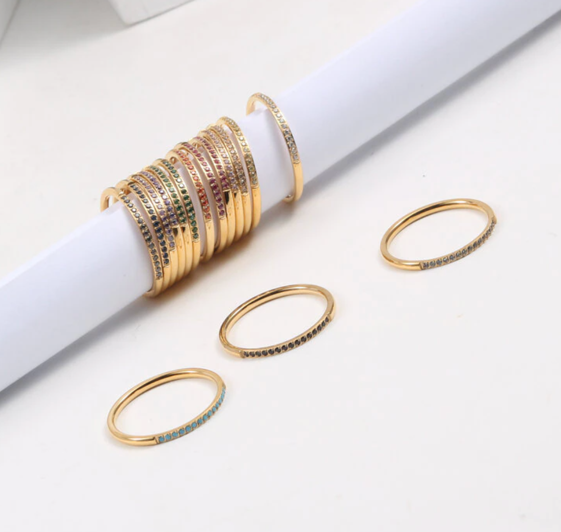 MeloMelo - Wholesale Multi-Stone Ring - Rimini - Dainty Multi-Colour Gold Stacking Rings2