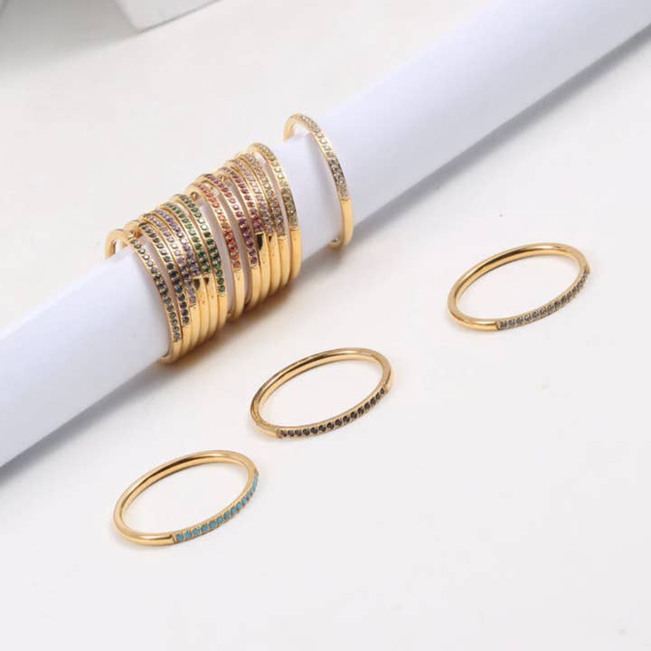 MeloMelo - Wholesale Multi-Stone Ring - Rimini - Dainty Multi-Colour Gold Stacking Rings2