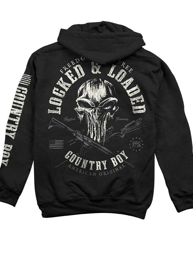 Felpa con cappuccio da uomo Country Boy® CB Locked & Loaded Skull per la vendita all'ingrosso da parte di Country Girl Store