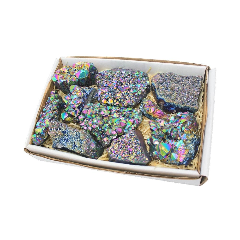 Earths Elements Wholesale - Vente Pierre et cristal de spiritualité - Géode Plate d'Aura Arc-en-ciel1