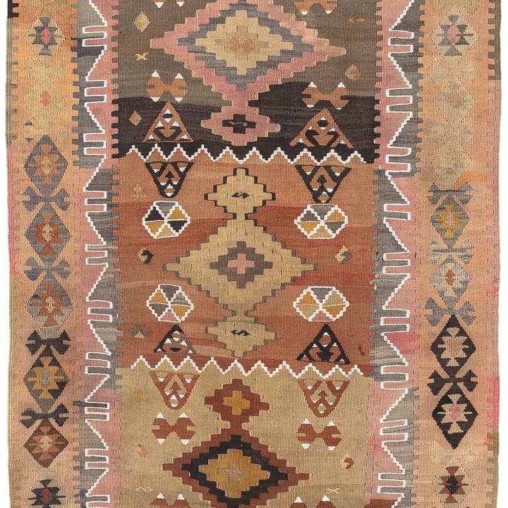 (3'10'' x 5'9'') Vintage Turkish Neutral Kilim Rug for wholesale by Rugtolia