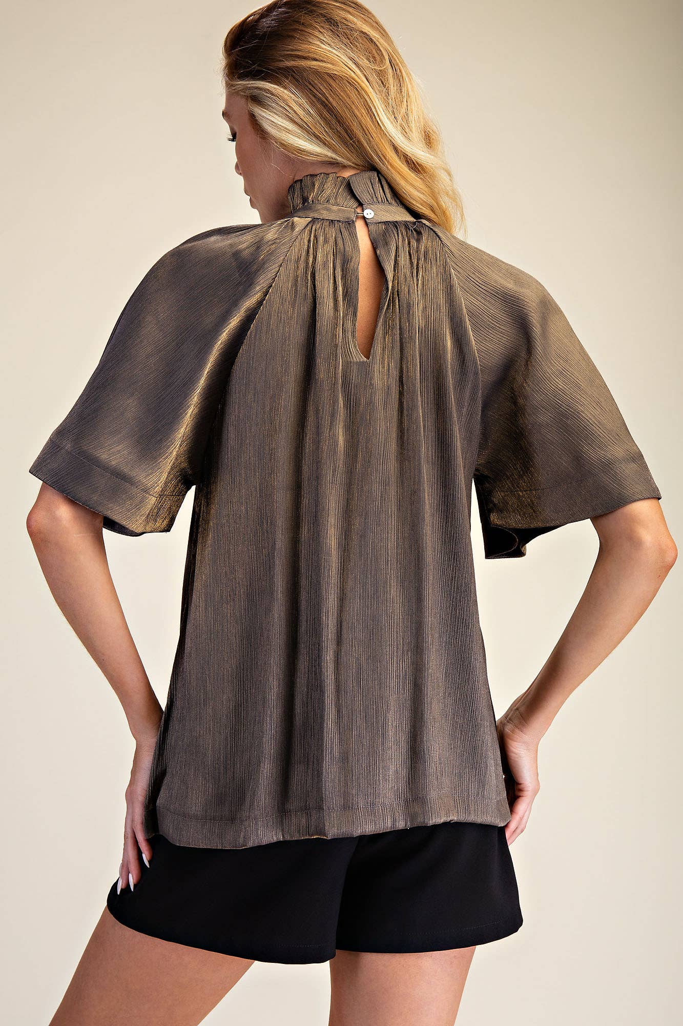 Glam - Wholesale Blouse - Women's - Ruffle Neck Raglan Sleeve Blouse10