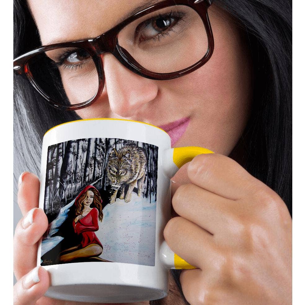 3dRose - Wholesale Coffee Mug - 3dRose, A surrealist painting of a girl and a wolf., Mug1