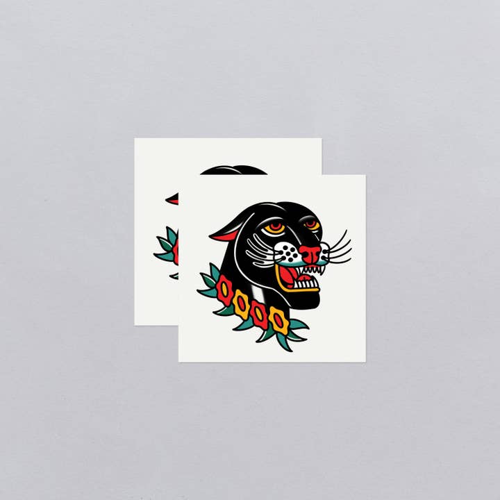 Tattly - Wholesale Temporary Tattoo - Grinning Panther Tattoo Pair