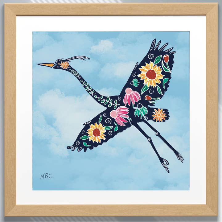 Fine Art Giclee Print - Blue Great Blue Heron Silhouette for wholesale by Natalie’s Art