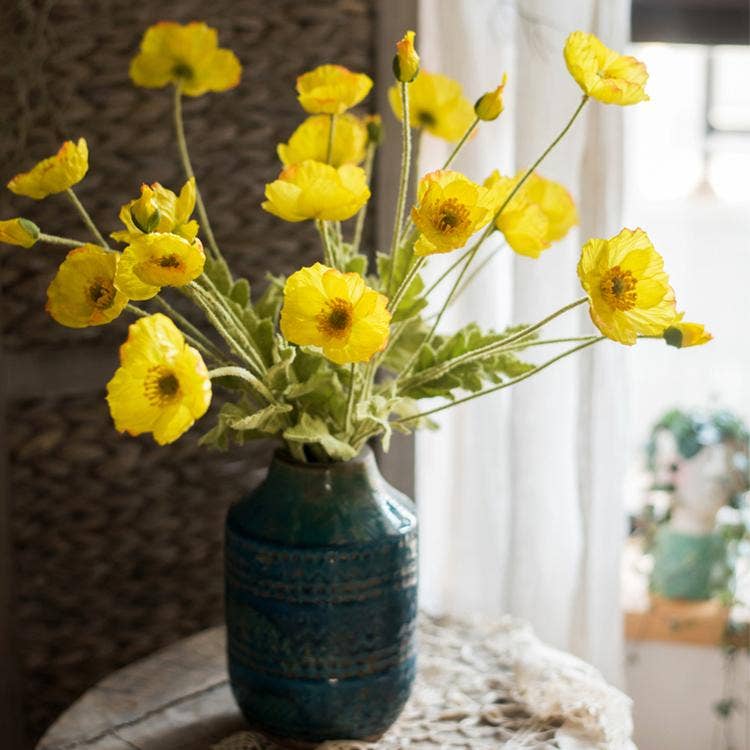 Rustic Reach - Wholesale Artificial Flowers - Silk Common Poppy Flower Stem 22" Tall4