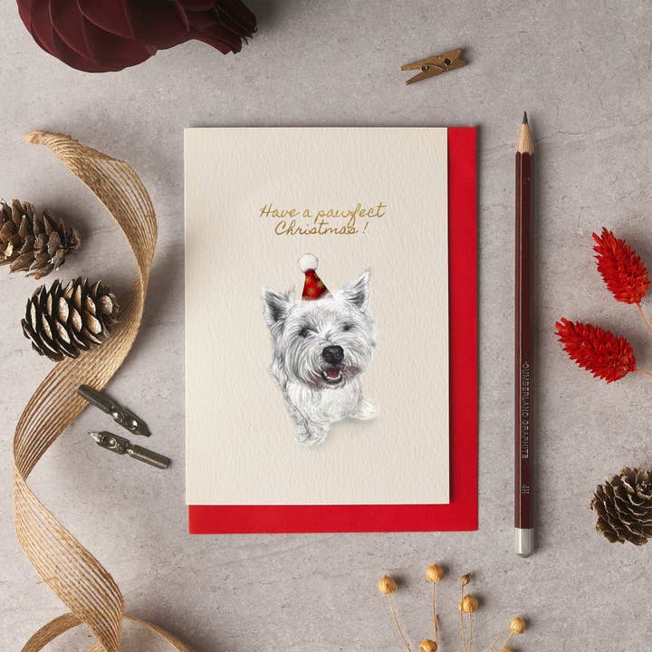Basil Westie Christmas Card for wholesale by byOliviaBell