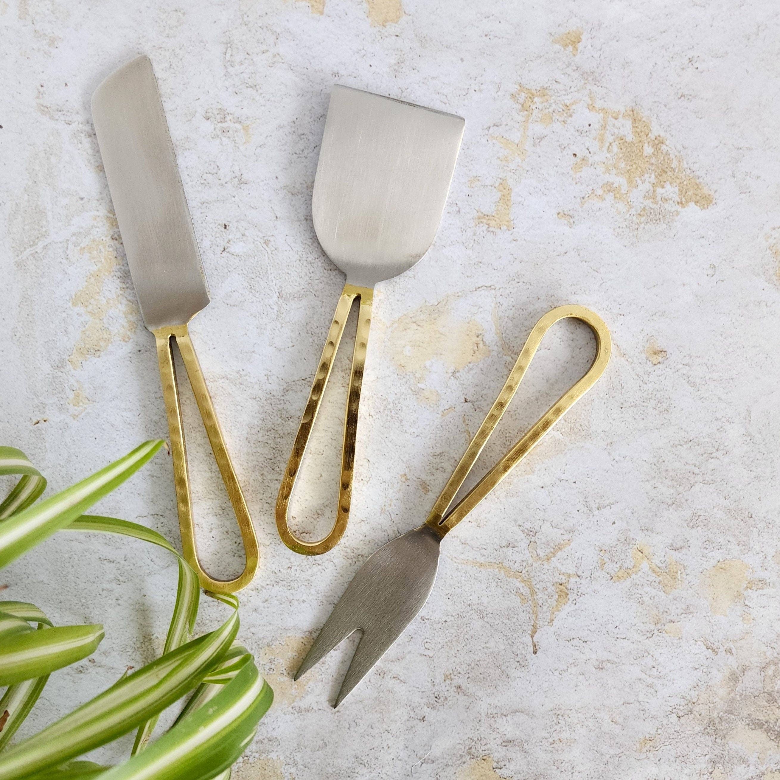 Gibb & Daan - Wholesale Cheese Spreader - Loop Cheese Knife Set - Gold, Black & Rose Gold Handles4