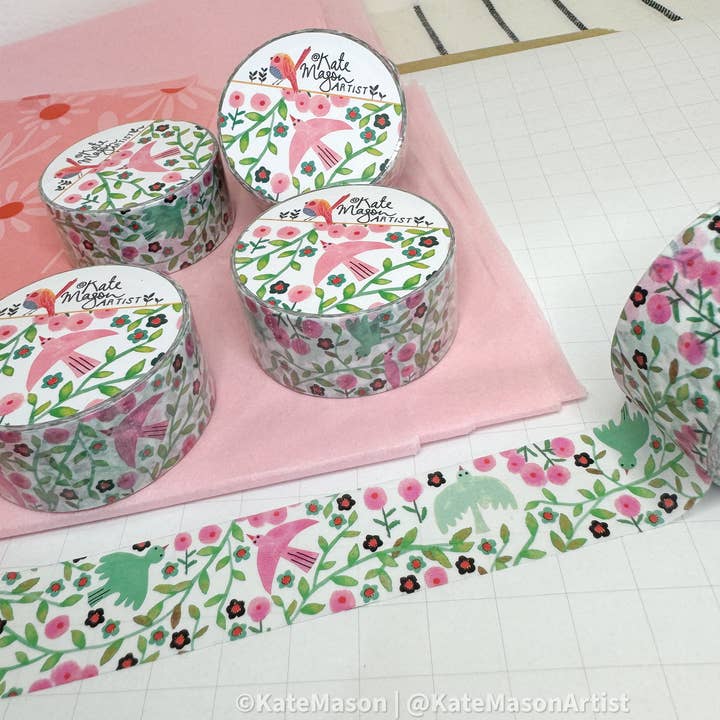Kate Mason Artist - Wholesale Washi Tape - Bird Vine White WASHI TAPE 2