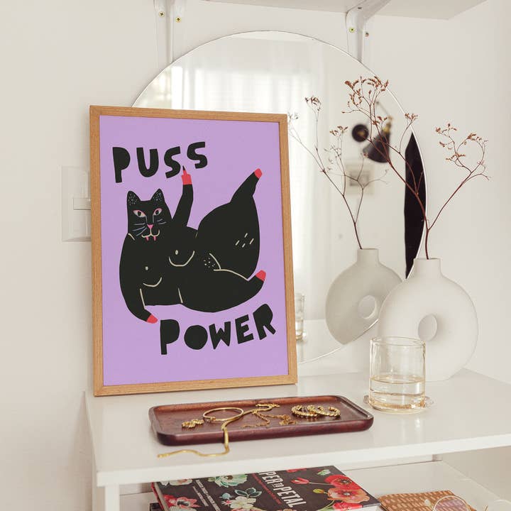Kuku Studio - Wholesale Art Print - Puss Power - Cat Art Illustration Feminist Print2