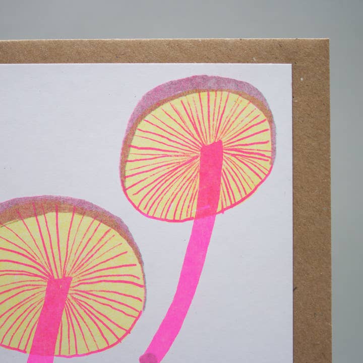 Hot Pink Press – wholesale Everyday greeting card – Mushrooms Card | Risograph Printed | Gardening & Food1