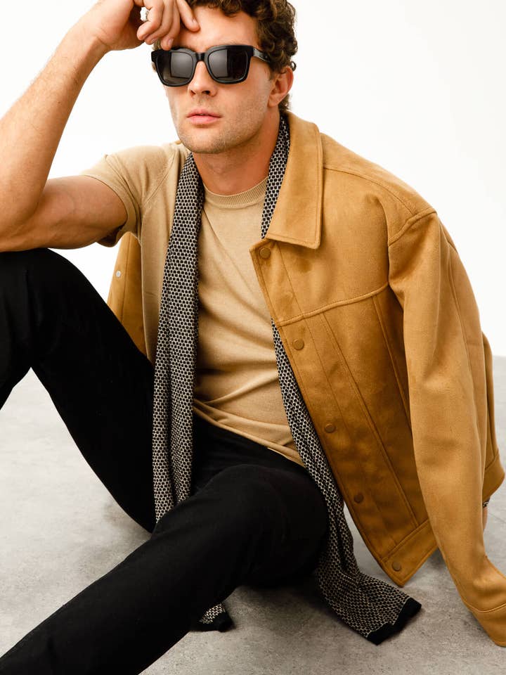 Mohair Mænd Midas Tørklæde Sort Beige for engroshandel hos Mohair&Angora