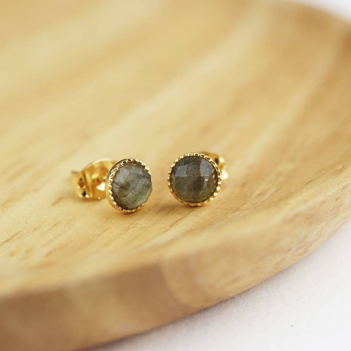 Minalis - Wholesale Stud/Post Earrings - Earrings gilded with fine gold and natural stones2