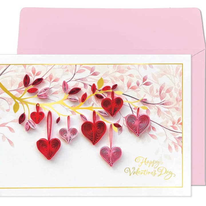 Quilling-Karte mit Zweigen und Herzen zum Valentinstag für den Großhandel von NIQUEA.D