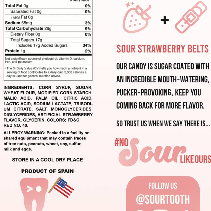 Sour Tooth - Wholesale Gummy - Sour Strawberry Belts