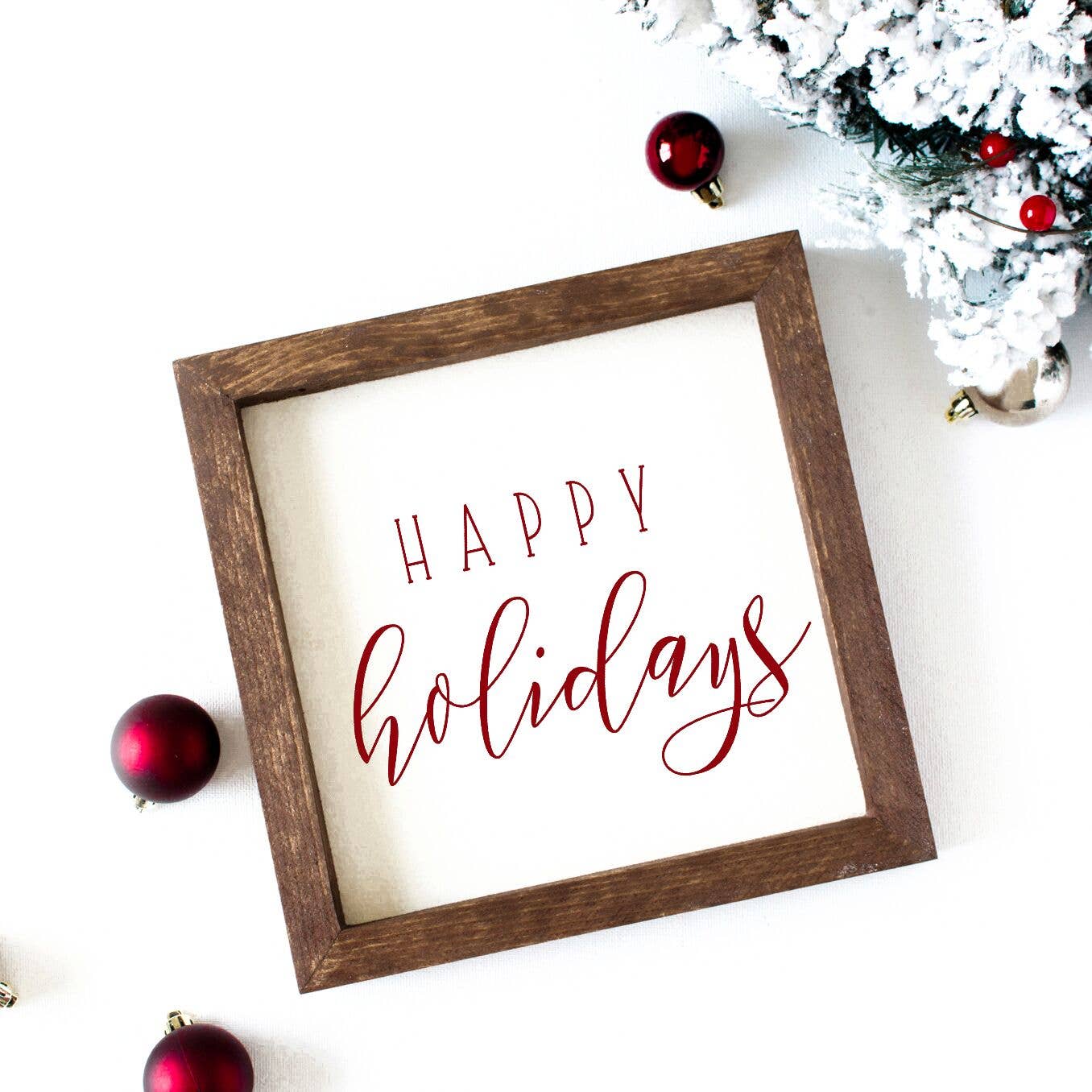 Charming Wood Home - Wholesale Wall Sign - Happy Holidays Square Painted Wood Sign0