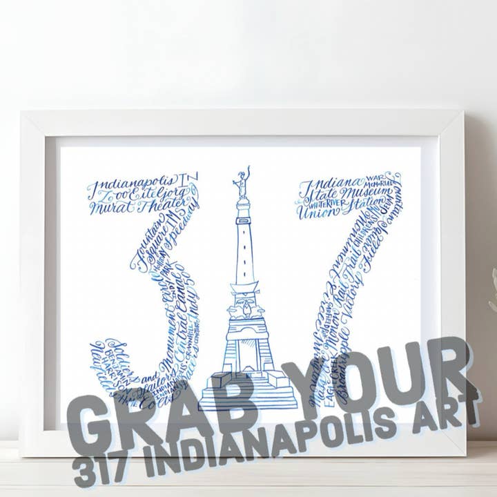 Gifts That Give Studio - Wholesale Art Print - Indianapolis Indiana Art print poster, 317 Colts decor, Indy