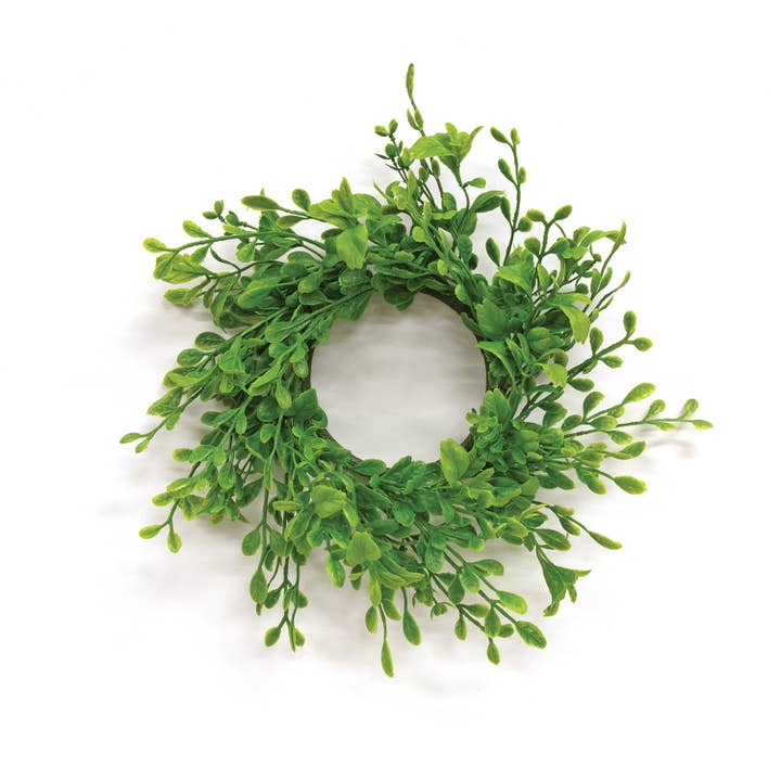 Fresh Sprouted English Boxwood Candle Ring - 3.25" for wholesale by Saybrook Lane