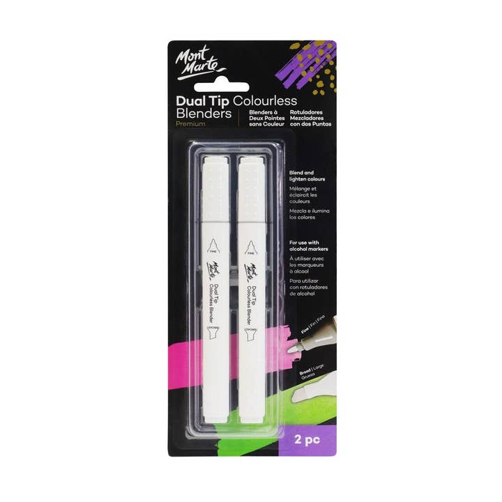 Dual Tip Colorless Blenders Premium 2pc for wholesale by Mont Marte Usa, Inc.