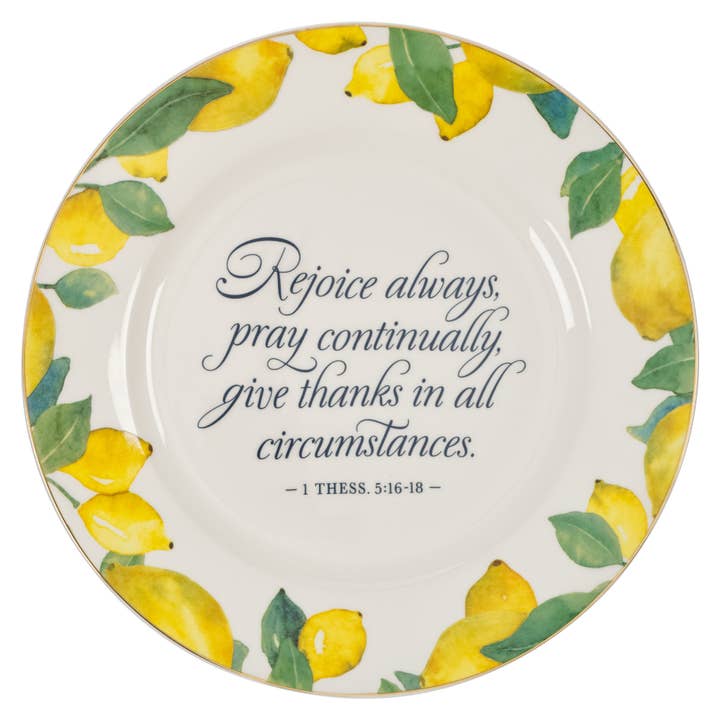 Plate Lemons Rejoice Always Thess. 5:16-18 for wholesale by Christian Art Gifts