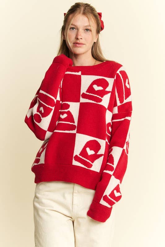 JADE BY JANE - Vendita all'ingrosso Maglione tricot - Donna - Maglione natalizio a quadri plus size a maniche lunghe12