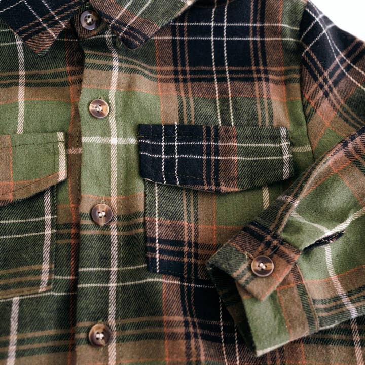 HAHA MAMA Clothing - Wholesale Button Down Shirt - Unisex - Lightweight Green Flannel - Adult2