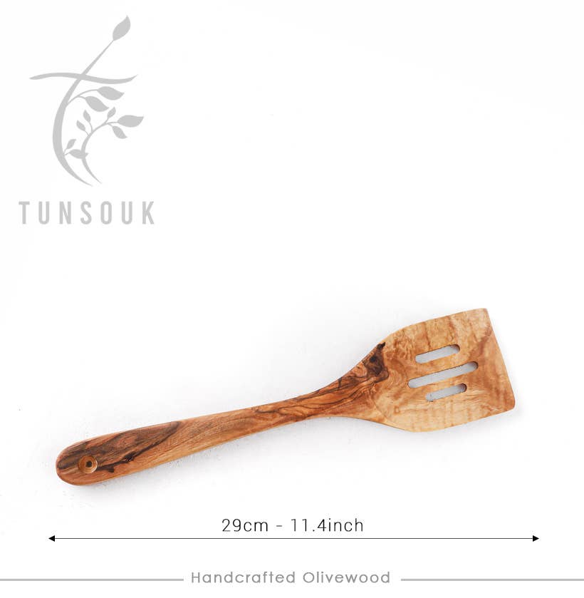 Handcrafted Olivewood - Wholesale Spatula/Turner - Olive Wood Slotted Spatula, Handmade3