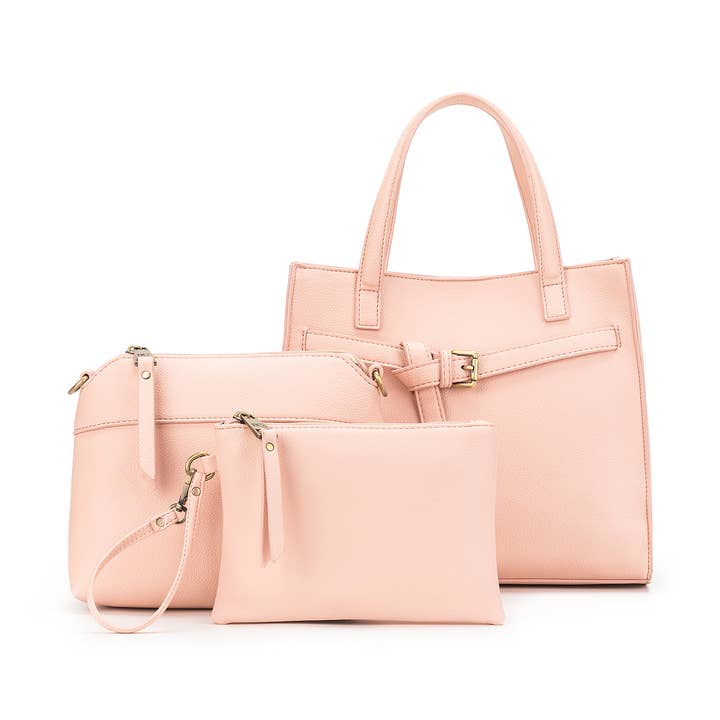 Kellye Pink 3 Piece Handbag for wholesale by BLACK CAVIAR DESIGNS