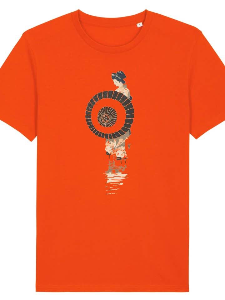 Woman with Umbrella by Ichij Narumi, Late Meiji era - Organic Cotton T-Shirt for wholesale by Flashback Shop