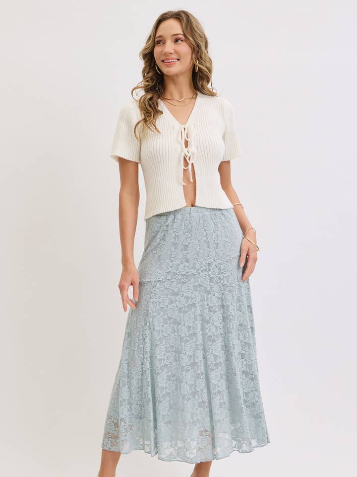 MIDI PULL ON STYLE LACE SKIRT for wholesale by Sweet Lovely by Jen