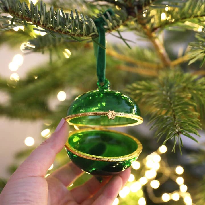 Lisa Angel - Wholesale Christmas Decoration - Green Glass Opening Bauble