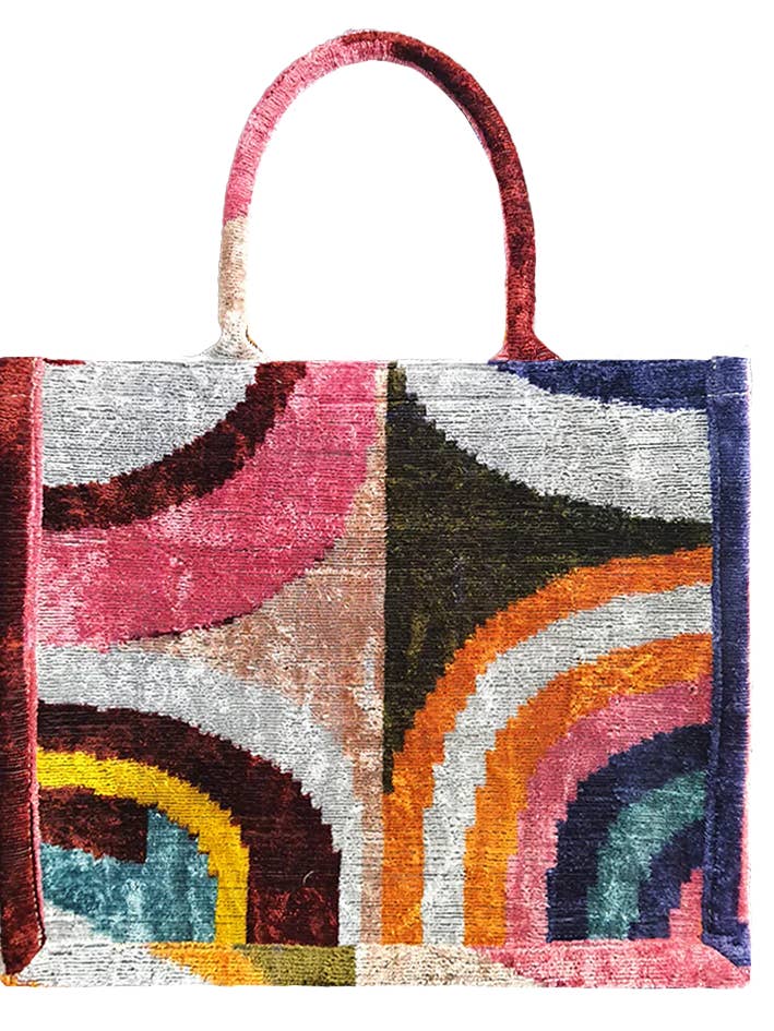Silk Velvet Ikat Large Tote Bag for wholesale by AYCA DESIGN