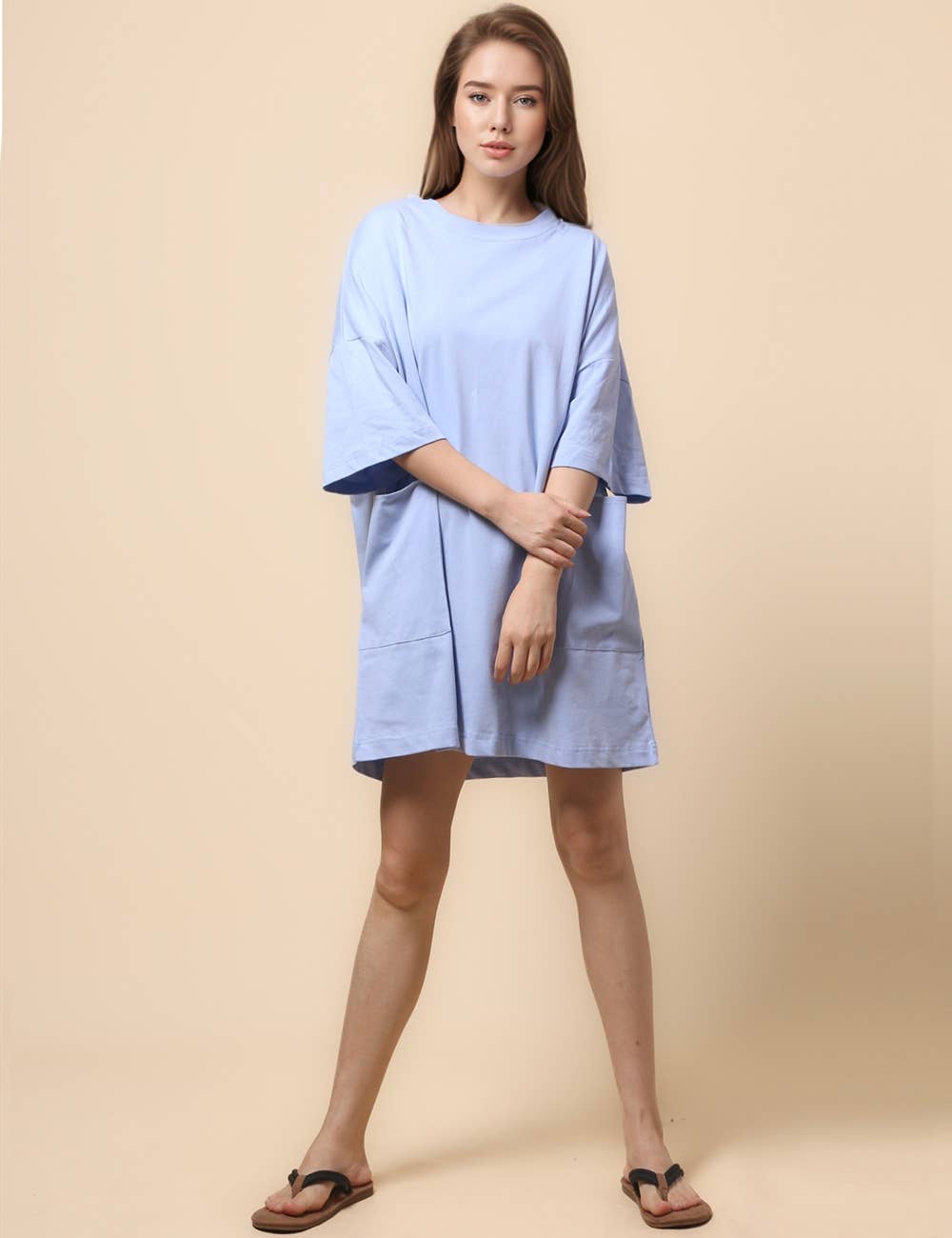 Sweetkama - Wholesale Dress - Women's - Ladies Soild Color Tee Mini Dress SKD46824
