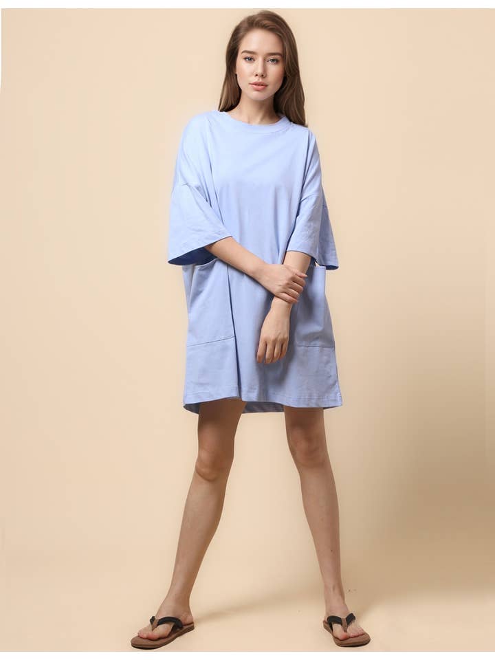 Sweetkama - Wholesale Dress - Women's - Ladies Soild Color Tee Mini Dress SKD46824