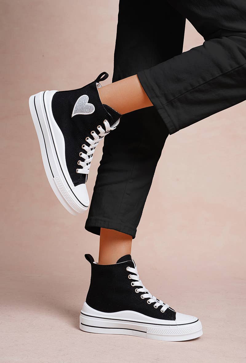 LADY GLORY - Wholesale Lifestyle Sneakers - Women's - Women's High-Top Sneakers with Glitter Heart0