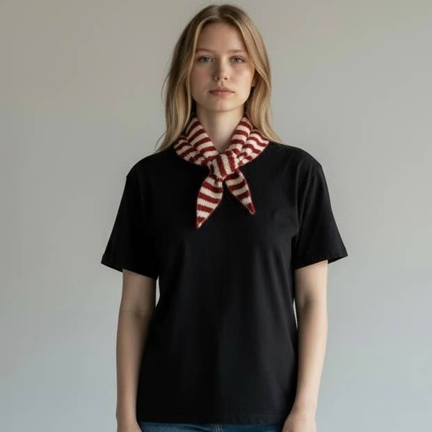 Gestreepte driehoek gebreide wollen sjaal voor wholesale door London Scarves