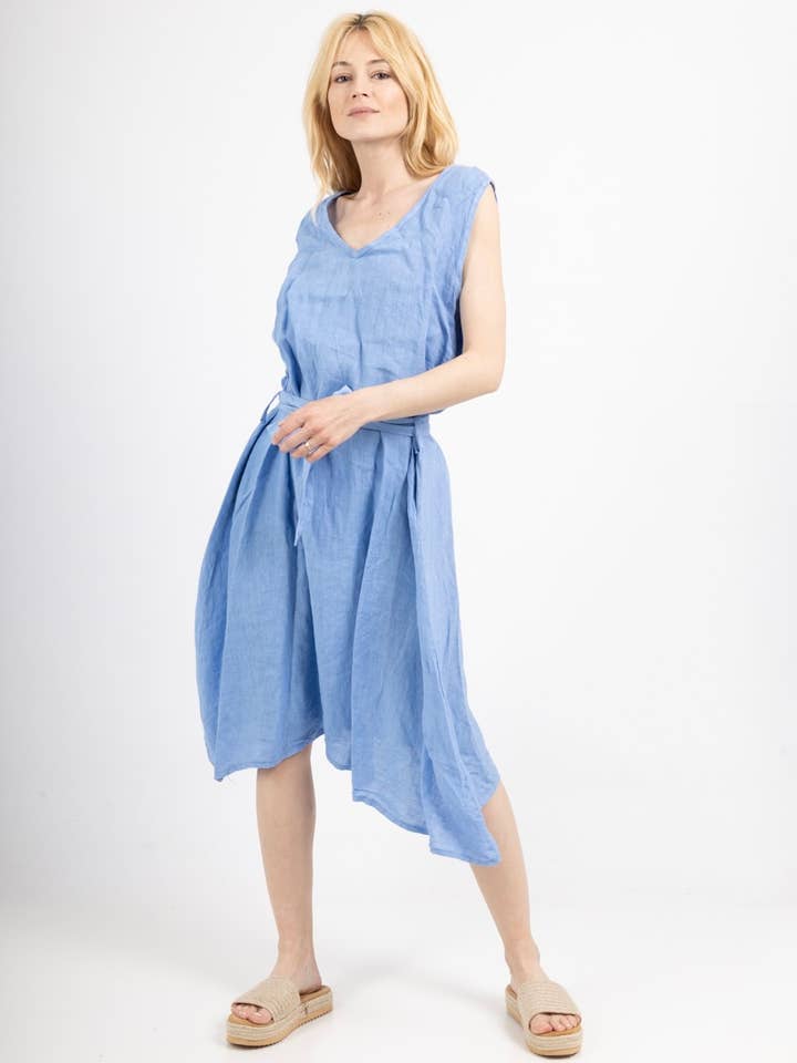 Klänning med fickor i linne för vår och sommar för wholesale av LINEN & COTTON HOUSE