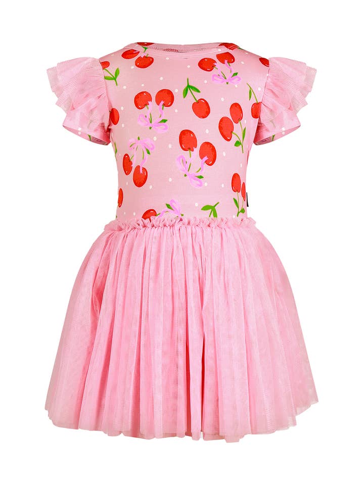 POLKA KÖRSBÄR KORTÄRMAD CIRKUS VOLANGKLÄNNING för wholesale av Rock Your Baby