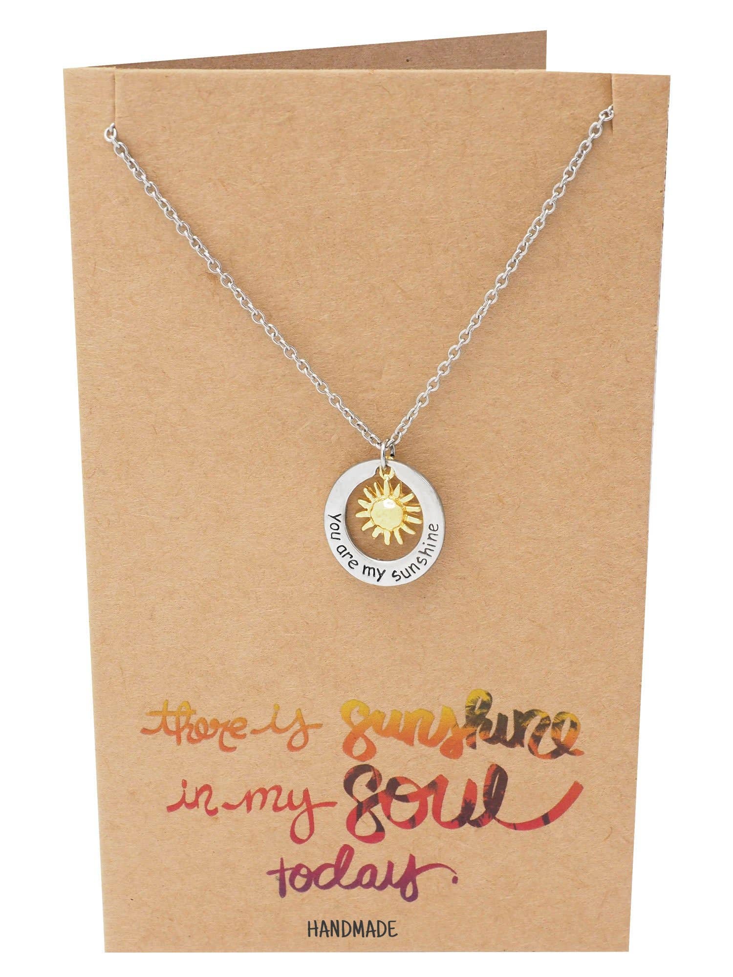 Quan Jewelry - Wholesale Pendant/Charm Necklace - Liv You Are My Sunshine Necklace Engraved Gifts Jewelry Gree1