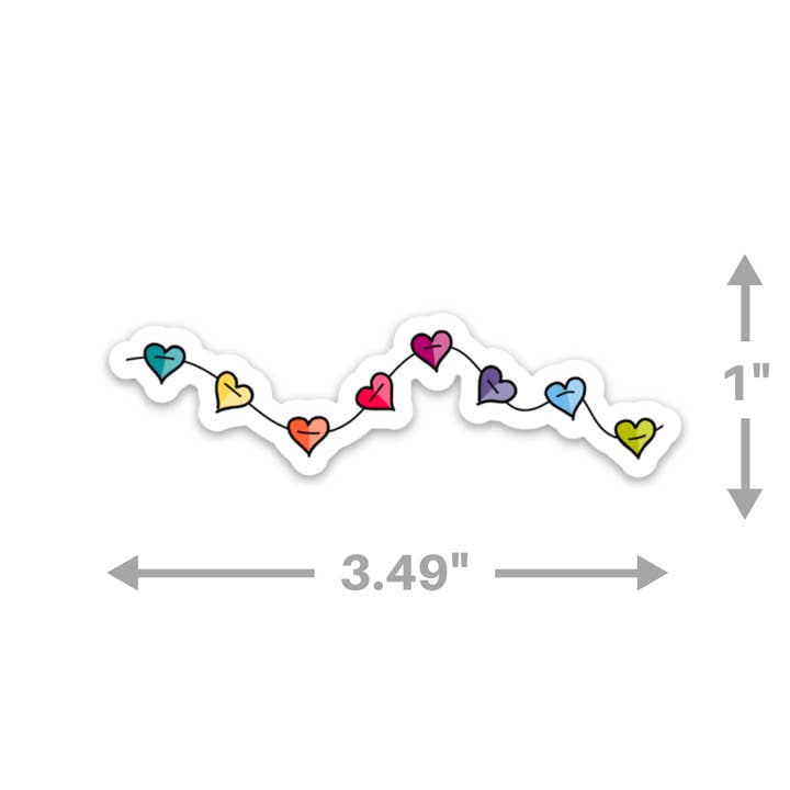Kevin & Kaia - Wholesale Sticker - String of Hearts 💚🧡💜💛 - Sticker