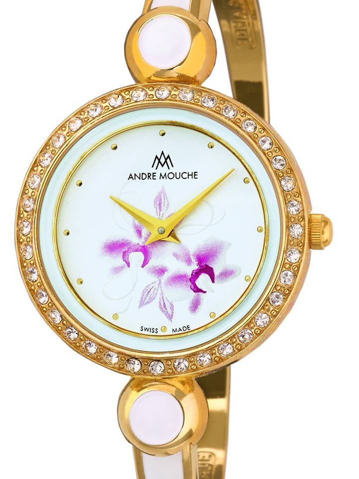 Reloj para mujer Aria Crystal Flower Enamel para venta al por mayor de Andre Mouche