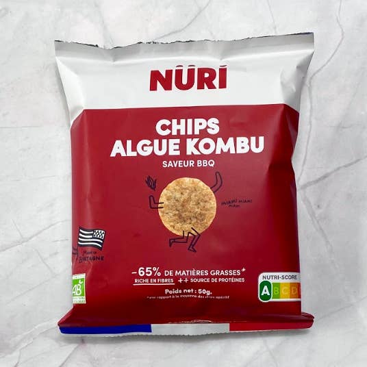 Chips Crocantes de Alga Kombu com Sabor Barbecue 50 g por atacado de Nüri