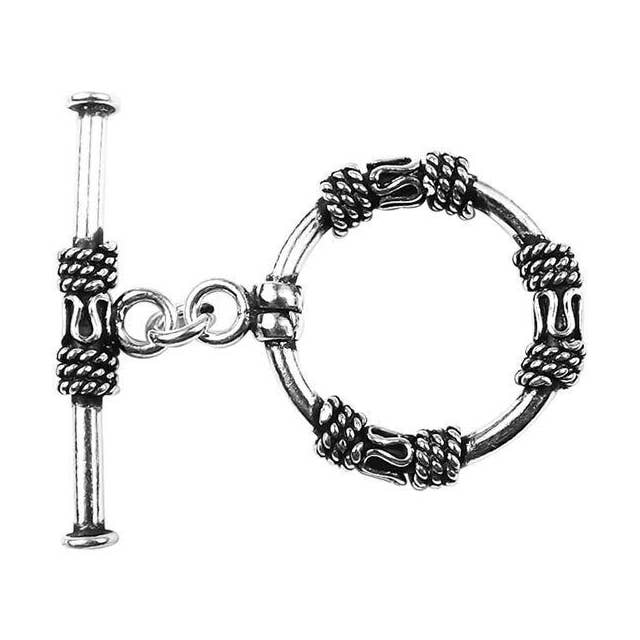 TSF-179 Silver Overlay Ornate Circular Toggle Clasp – Handcrafted Jewelry Findings from India for wholesale by Bali Designs